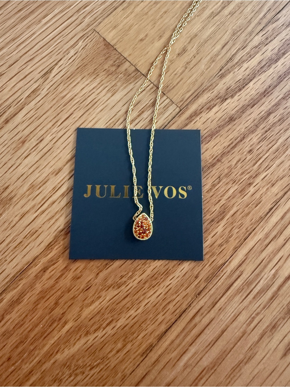 Julie Vos birthstone teardrop delicate necklace January garnet